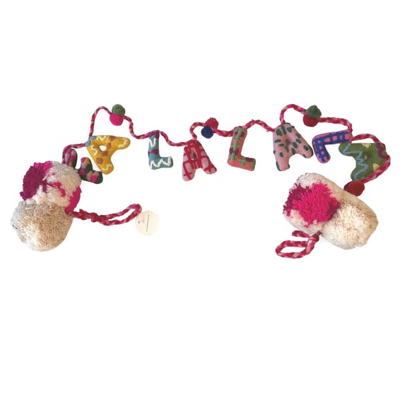 Anthropologie Holly Garland Stocking Pom Pom Christmas Holiday Decor New - Picture 5 of 12